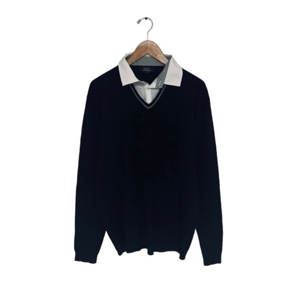 INC International Concepts Vintage Sweater Women's Size XL Black Knit Collared - Picture 1 of 7